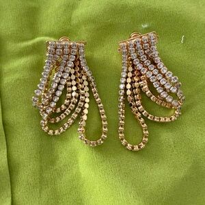 EMMA PILLS Gold and Silver Rhinestone Earrings